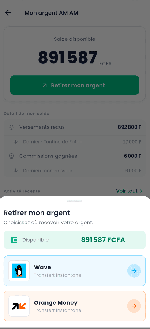Recevoir son argent